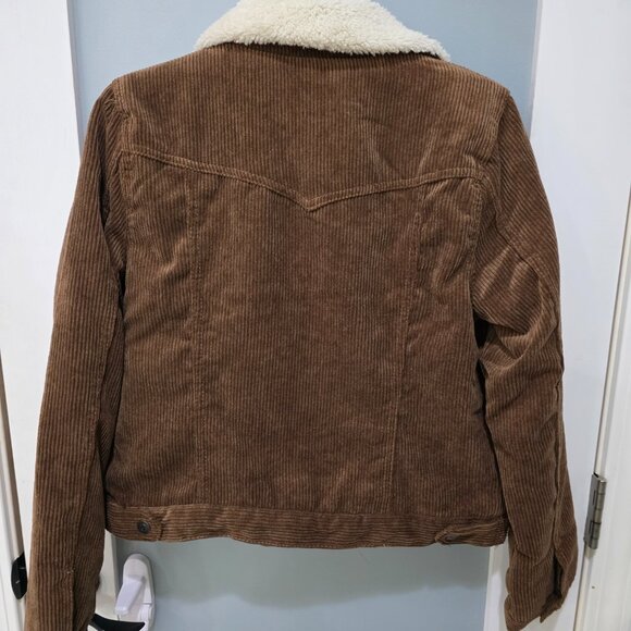 Ashley NWT M Brown Corduroy Jacket Sherpa Lined Fleece Trucker Coat Cozy - Picture 11 of 11